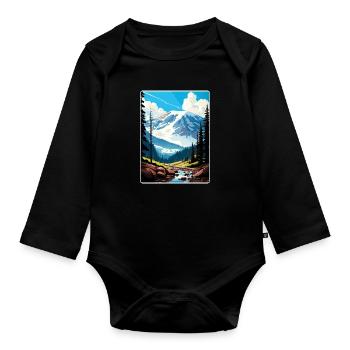 Mount Rainier Nationalpark Reiseposter Souvenir - Baby Bio-Langarm-Body - Schwarz - Vorne