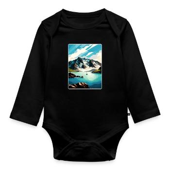 Kenai Fjords Nationalpark Reiseplakat Souvenir - Baby Bio-Langarm-Body - Schwarz - Vorne