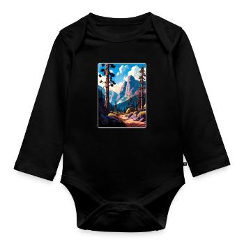 Kings Canyon National Park Travel Poster Souvenir - Organic Longsleeve Baby Bodysuit - black - Front