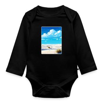 White Sands Nationalpark Reiseplakat Souvenir - Baby Bio-Langarm-Body - Schwarz - Vorne