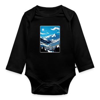 Vail Ski Resort Colorado Reiseposter Souvenir - Baby Bio-Langarm-Body - Schwarz - Vorne