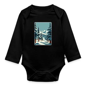 Park Ski Skifahren Reise Poster Souvenir Farbe WPA - Baby Bio-Langarm-Body - Schwarz - Vorne