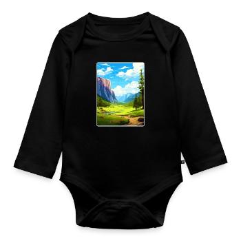 Yosemite Nationalpark Reiseposter Souvenir WPA - Baby Bio-Langarm-Body - Schwarz - Vorne