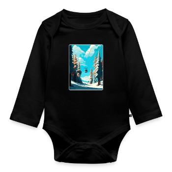 Méribel Ski Ski Voyage Affiche Peinture Souvenir WP - Body Bébé bio manches longues - noir - Devant