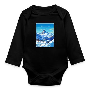 Zermatt Ski Ski Affiche de voyage Peinture souvenir WP - Body Bébé bio manches longues - noir - Devant