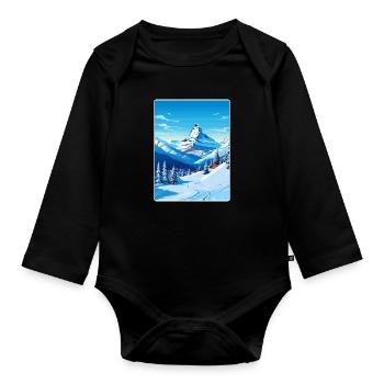 Zermatt Ski Ski Affiche de voyage Peinture souvenir WP - Body Bébé bio manches longues - noir - Devant