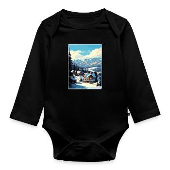 Breckenridge Ski Reise Poster Souvenir Farbe WPA - Baby Bio-Langarm-Body - Schwarz - Vorne
