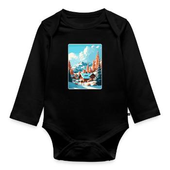 Méribel Ski Ski Voyage Affiche Peinture Souvenir WP - Body Bébé bio manches longues - noir - Devant