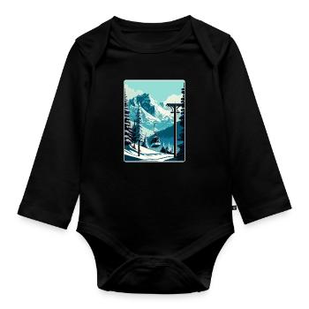 Verbier Ski Ski Voyage Affiche Peinture Souvenir WP - Body Bébé bio manches longues - noir - Devant