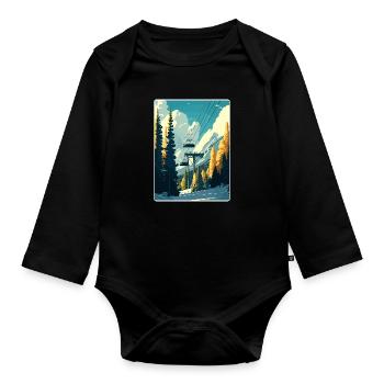 Aspen Ski Skifahren Reise Poster Souvenir Farbe WPA - Baby Bio-Langarm-Body - Schwarz - Vorne