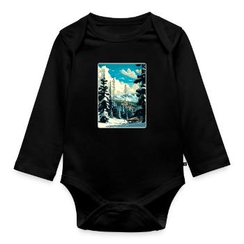 Breckenridge Ski Reise Poster Souvenir Farbe WPA - Baby Bio-Langarm-Body - Schwarz - Vorne