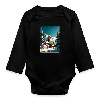 Val Thorens Ski Travel Poster Souvenir Paint WPA - Organic Longsleeve Baby Bodysuit - black - Front
