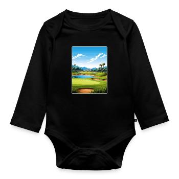 Riviera Country Club Golf Voyage Poster Souvenir - Body Bébé bio manches longues - noir - Devant