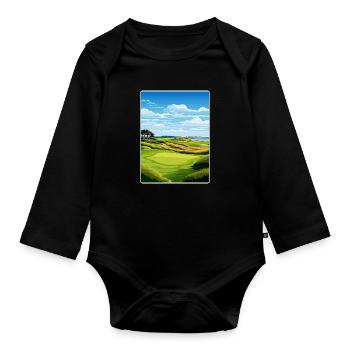 Bandon Dunes Golf Resort Reiseposter Souvenir - Baby Bio-Langarm-Body - Schwarz - Vorne