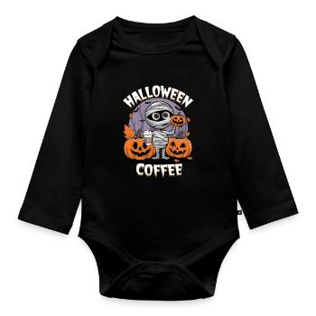 Comment Halloween avec maman et citrouilles - Body Bébé bio manches longues - noir - Devant