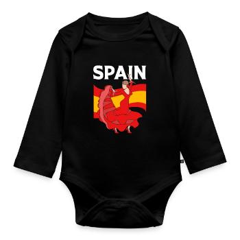 Spanish Flamenco - Organic Longsleeve Baby Bodysuit - black - Front