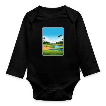 Tpc Sawgrass Golfplatz Reiseposter Souvenir - Baby Bio-Langarm-Body - Schwarz - Vorne