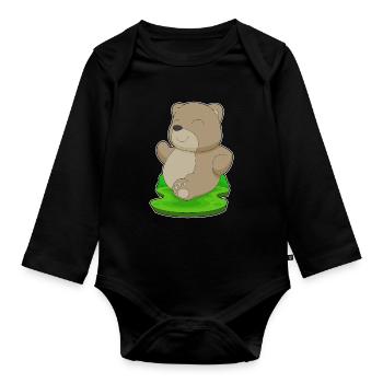 Bear Jogger Jogging Sport - Organic Longsleeve Baby Bodysuit - black - Front