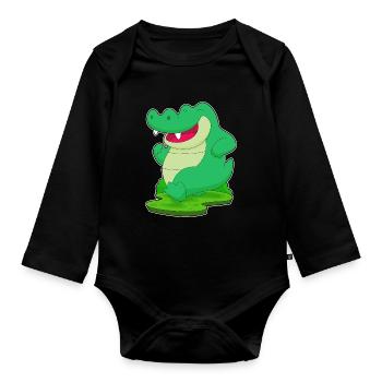 Crocodile Jogger Jogging Sport - Organic Longsleeve Baby Bodysuit - black - Front
