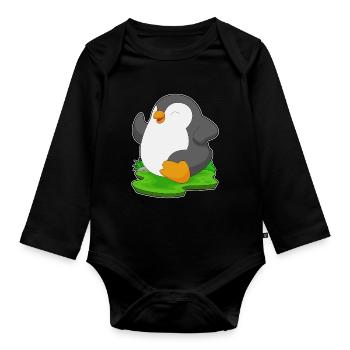 Penguin Jogger Jogging Sport - Organic Longsleeve Baby Bodysuit - black - Front