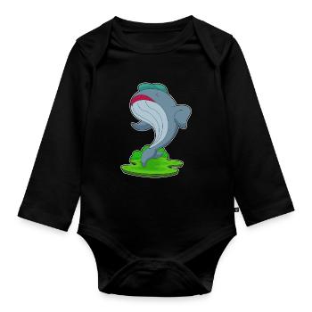 Whale Jogger Jogging Sport - Organic Longsleeve Baby Bodysuit - black - Front