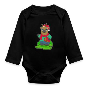 Forfait Noël renne - Body Bébé bio manches longues - noir - Devant
