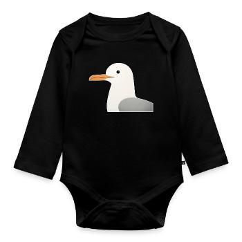 Minimaliste Mouette Design Oiseaux Animal Illustrati - Body Bébé bio manches longues - noir - Devant