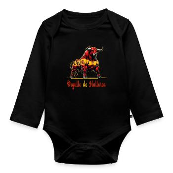 The pride Mallorca flag design - Organic Longsleeve Baby Bodysuit - black - Front