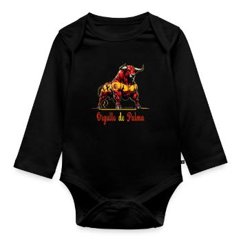 The pride of Palma flag design - Organic Longsleeve Baby Bodysuit - black - Front