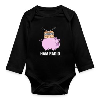 Amateur Radio Radio - Organic Longsleeve Baby Bodysuit - black - Front
