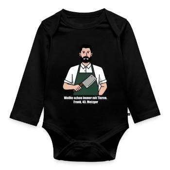 Metzger Shirt, Geschenk Für Metzger, Berufe - Baby Bio-Langarm-Body - Schwarz - Vorne
