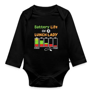 Mitarbeiterin der Schulcafeteria - Baby Bio-Langarm-Body - Schwarz - Vorne