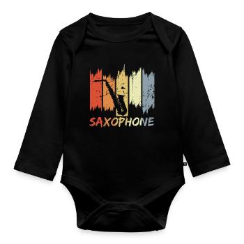 Vintage Saxophonist - Baby Bio-Langarm-Body - Schwarz - Vorne