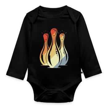 Bowling Graphic Look rétro - Body Bébé bio manches longues - noir - Devant