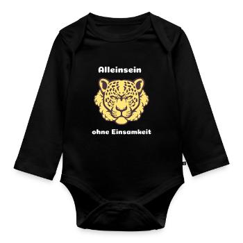 Being alone without loneliness: leopard spirit - Organic Longsleeve Baby Bodysuit - black - Front