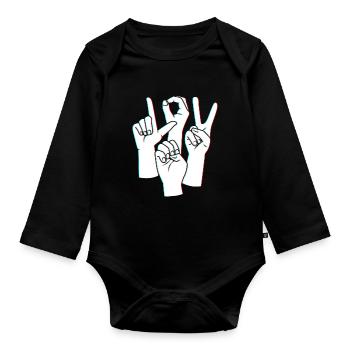 Langue des signes ASL sourd - Body Bébé bio manches longues - noir - Devant