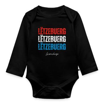 Drapeau du Luxembourg, fierté luxembourgeoise - Body Bébé bio manches longues - noir - Devant