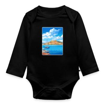 Saint Tropez Frankreich Vintage Reiseposter Souvenir - Baby Bio-Langarm-Body - Schwarz - Vorne