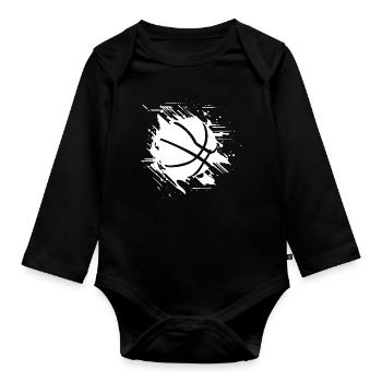 Basketball Grafik - Baby Bio-Langarm-Body - Schwarz - Vorne
