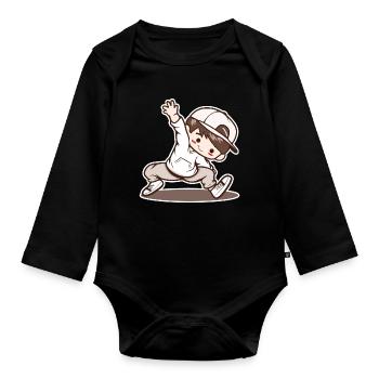 Petit garçon de breakdance - Body Bébé bio manches longues - noir - Devant