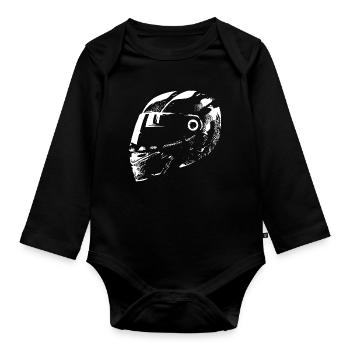Rennfahrer Helm Auto Motorrad Symbol Illustration - Baby Bio-Langarm-Body - Schwarz - Vorne