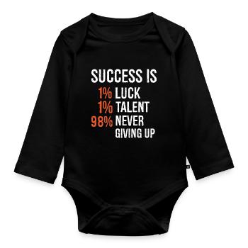 le succès est 1 chance 1 talent 98 ne jamais abandonner - Body Bébé bio manches longues - noir - Devant