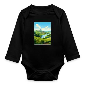 Vallée de la Loire France Affiche de voyage vintage souvenir - Body Bébé bio manches longues - noir - Devant