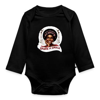 SPARK A SMILE - Organic Longsleeve Baby Bodysuit - black - Front