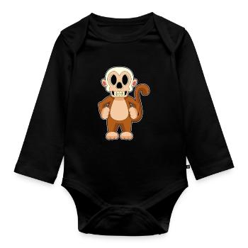 Singe Crâne d’Halloween - Body Bébé bio manches longues - noir - Devant