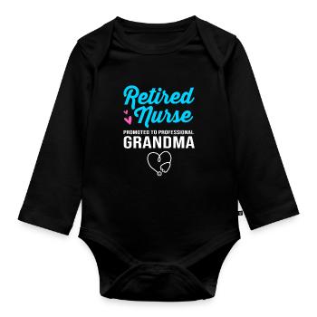 Krankenschwester Rente - Baby Bio-Langarm-Body - Schwarz - Vorne