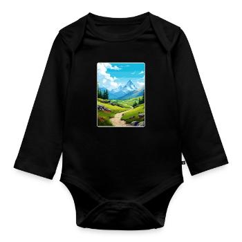Gran Paradiso Italy Vintage Travel Poster Souvenir - Organic Longsleeve Baby Bodysuit - black - Front