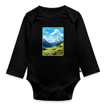 Stilfser Joch Italien Reise Poster Souvenir Malerei WPA - Baby Bio-Langarm-Body - Schwarz - Vorne