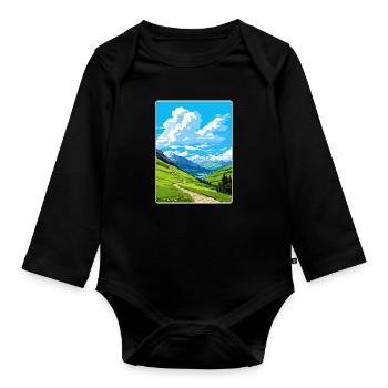 Stilfser Joch Italien Reise Poster Souvenir Malerei WPA - Baby Bio-Langarm-Body - Schwarz - Vorne