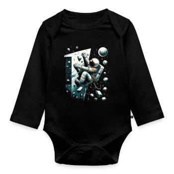 Bouldern Astronaut Raumfahrer Geschenk - Baby Bio-Langarm-Body - Schwarz - Vorne